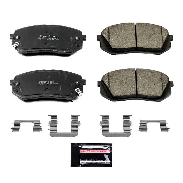 Power Stop Z23-1803 Z23 Evolution Sport Carbon Fiber Infused Ceramic Brake Pads with Hardware For Hyundai Sonata 2015 [Model Specific]
