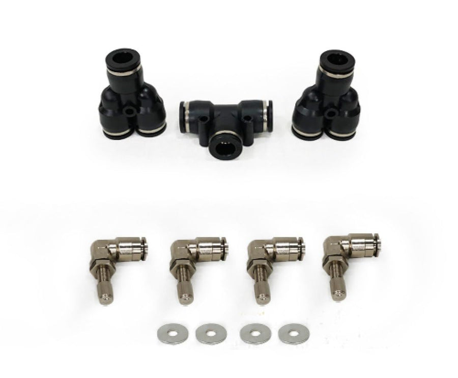 4 Tire Inflation System Up Down Air Universal with Box, Fittings, Hoses & Storage Bag - Black