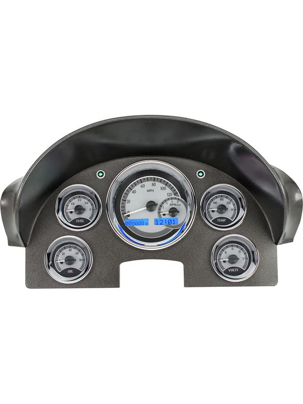 Dakota Digital VHX-56F-S-B Analog Dash Gauge System Compatible with 1956 Ford Car Silver Alloy Blue Backlighting