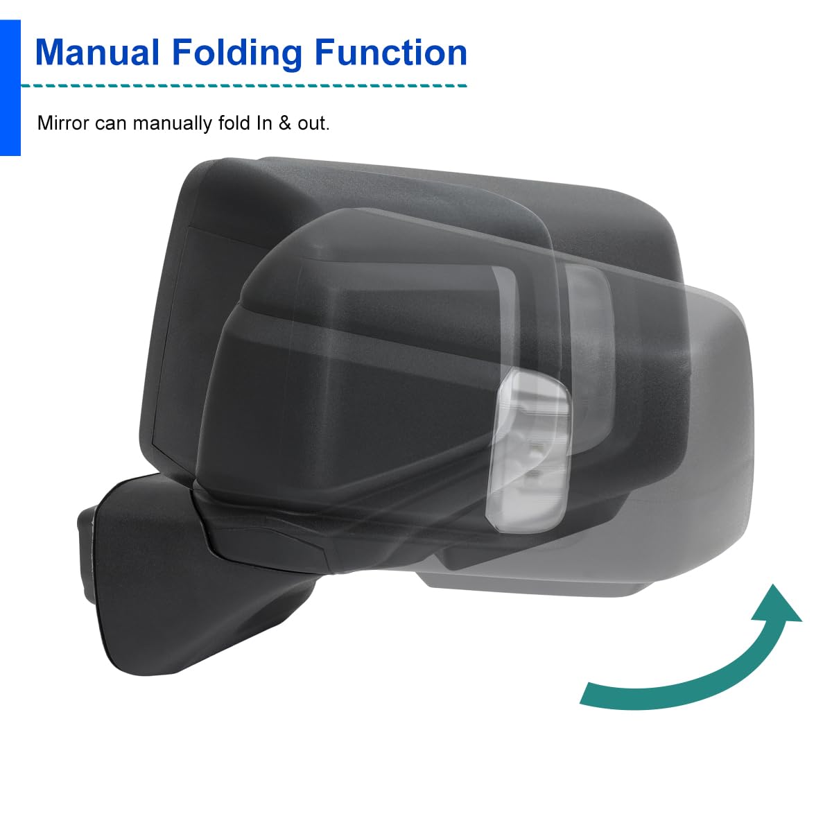 Spec-D Tuning Black Left Driver Side Power Heated Manual Adjust Side Mirror w/Blind Spot + Temp Sensor Compatible with 2019-2025 Chevy Silverado 1500