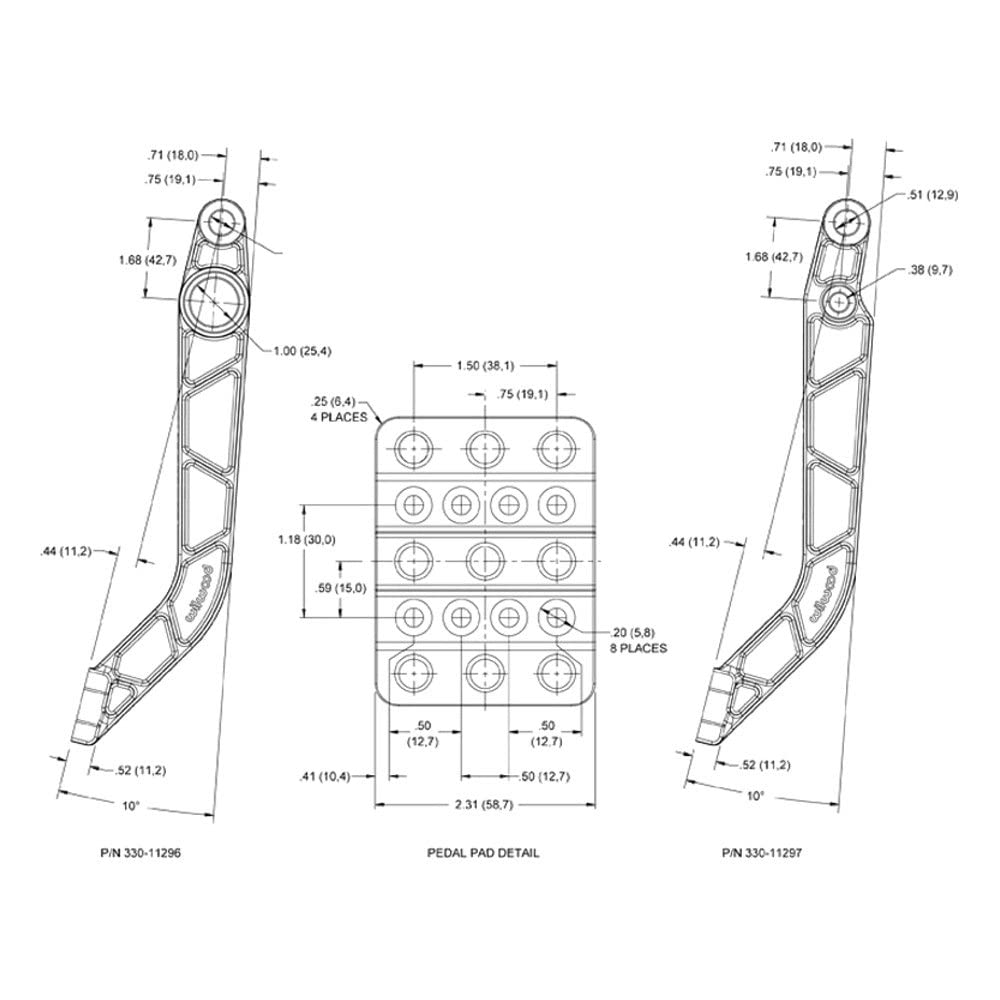 Adj. Pedal Retrofit Kit - Brake/Clutch - Rev. Swing Mount - 6.25:1