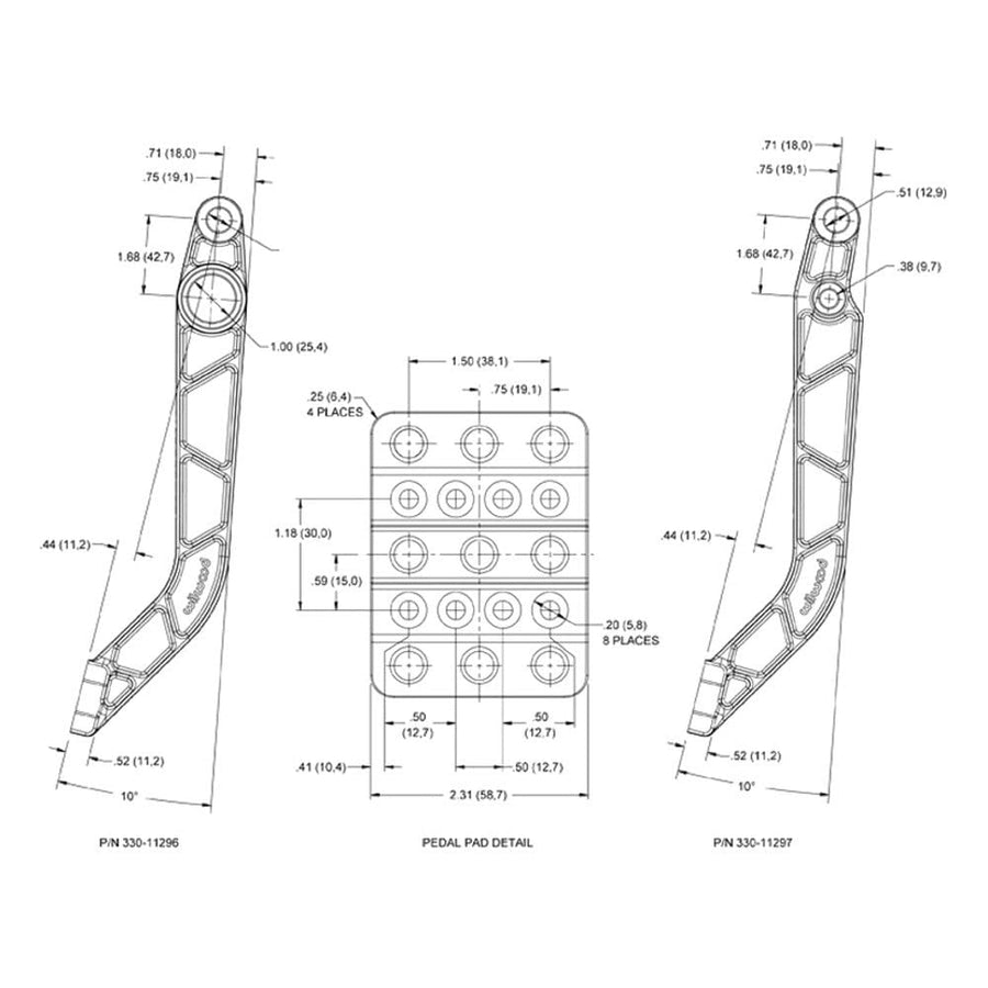 Adj. Pedal Retrofit Kit - Brake/Clutch - Rev. Swing Mount - 6.25:1