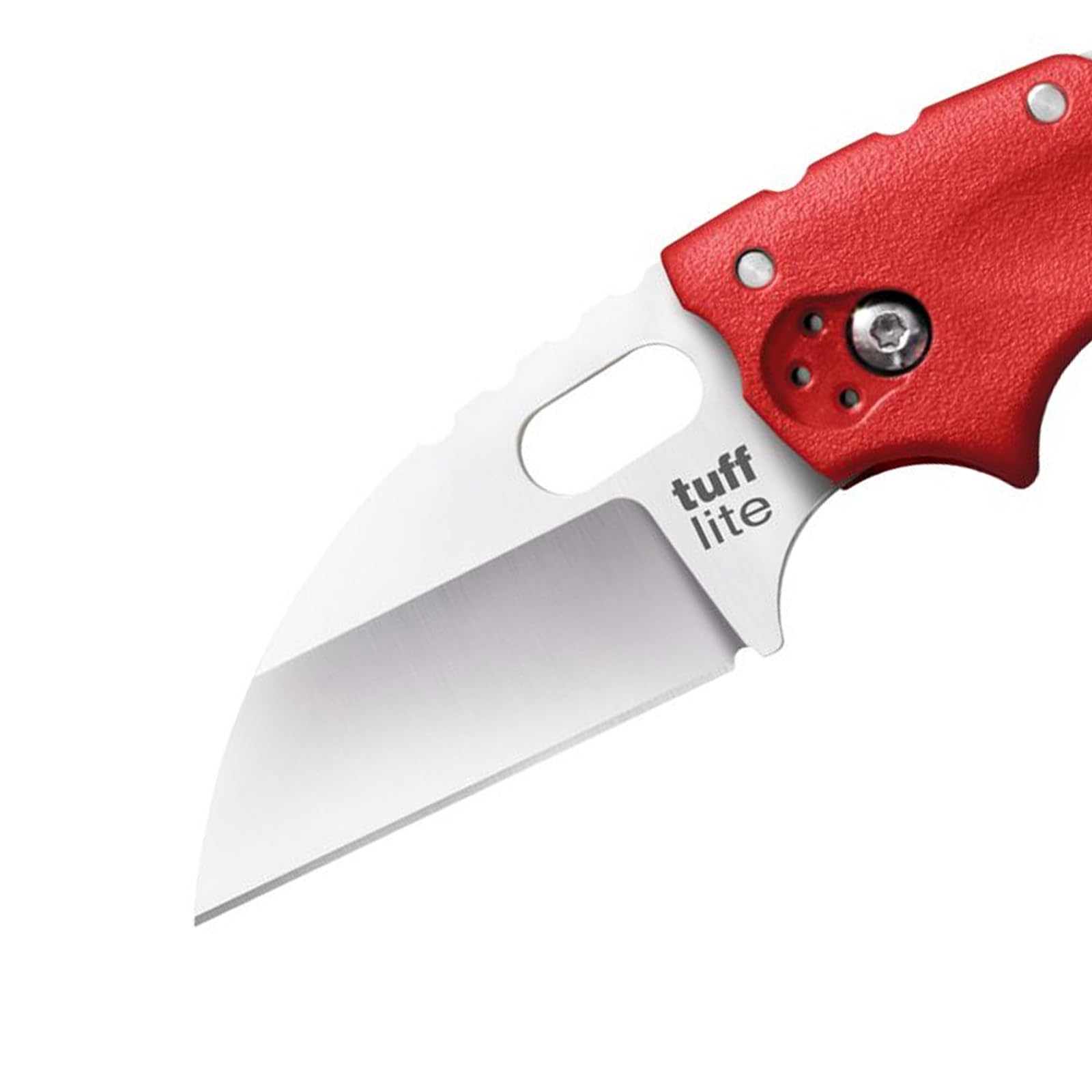 Cold Steel 2.5" Tuff Lite AUS8A Sheepsfoot Razor-Sharp Plain Blade 3.5" Griv-Ex Red Handle Pocket Folding Knife, Boxed