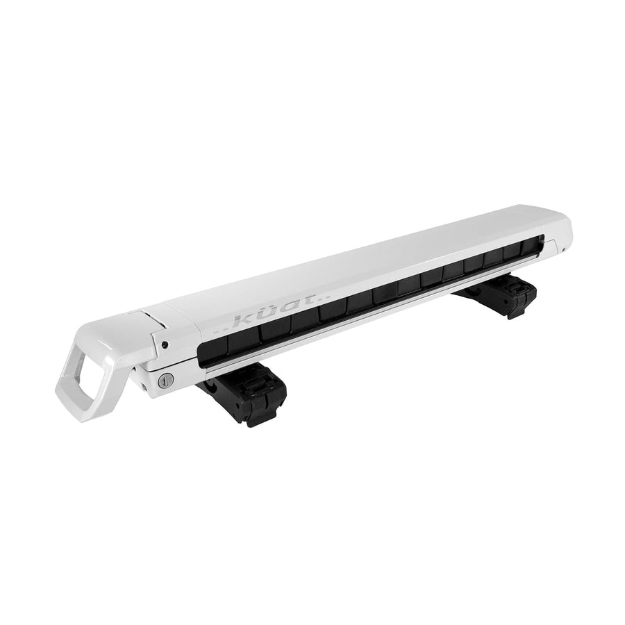 Grip 4 KUAT Durable Universal Car SUV Rooftop Crossbars Mounted Winter Sports Gear Hauling Transportation Slide-Out Locking Clamshell Rack, Fits 4 Skis/2 Snowboards - Pearl with Silver Anodize
