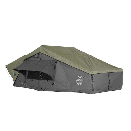 HD Nomadic N4E - Overland Vehicle Systems Soft Sided Roof Top Tent, 4 Person, Grey Body & Green Rainfly