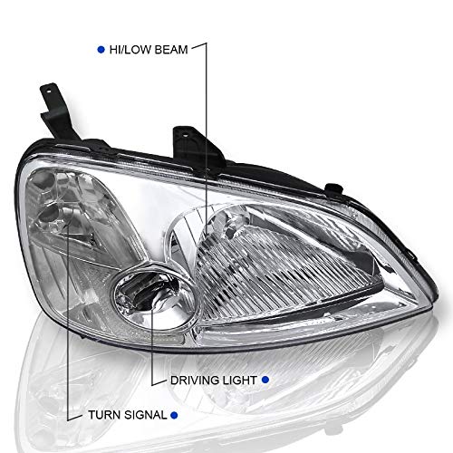 HONDA CIVIC 01-03 Spec-D Tuning Jdm Headlights- Chrome LH-CV01-RS