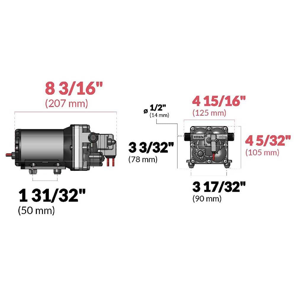 Aqua King II PENTAIR SHURFLO Standard Marine Fresh Water Pump, 12V DC, 30 PSI, 3.0 GPM, Diaphragm Boat Pump, Quiet, Dry-Run Safe, Multi-Fixture, Easy Install, Reliable