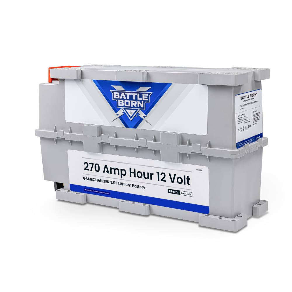 12V Lithium-Ion (LiFePO4) 270Ah RV, Van, Marine, Solar, & Off Grid Battery - Internal BMS, High & Low Temperature Protection - Battle Born Batteries