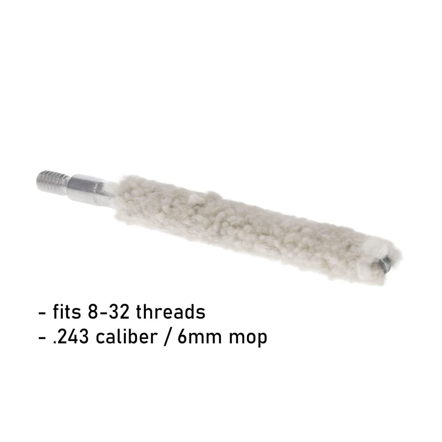 Birchwood Casey Gun Maintenance Durable Versatile Scrubbing Cleaning Cotton Bore Mop | for 243/6 Mm