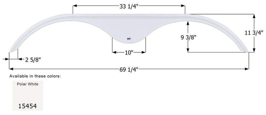 Tandem Axle Fender Skirt FS5454 Icon for KZ - Polar White