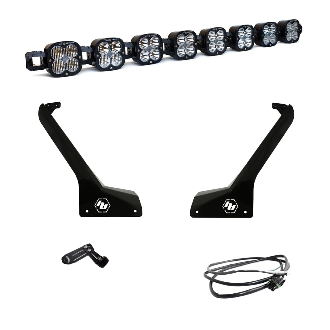 XL Linkable Baja Designs LED Roof Mount Kit for Jeep Wrangler JL 2020-23 - Includes Wiring Harness (Multi-Pattern Clear Lens)