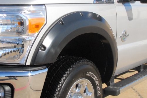 Lund Elite Series RX314S Black Rivet Style Standard Front and Rear Fender Flare - 4 Piece