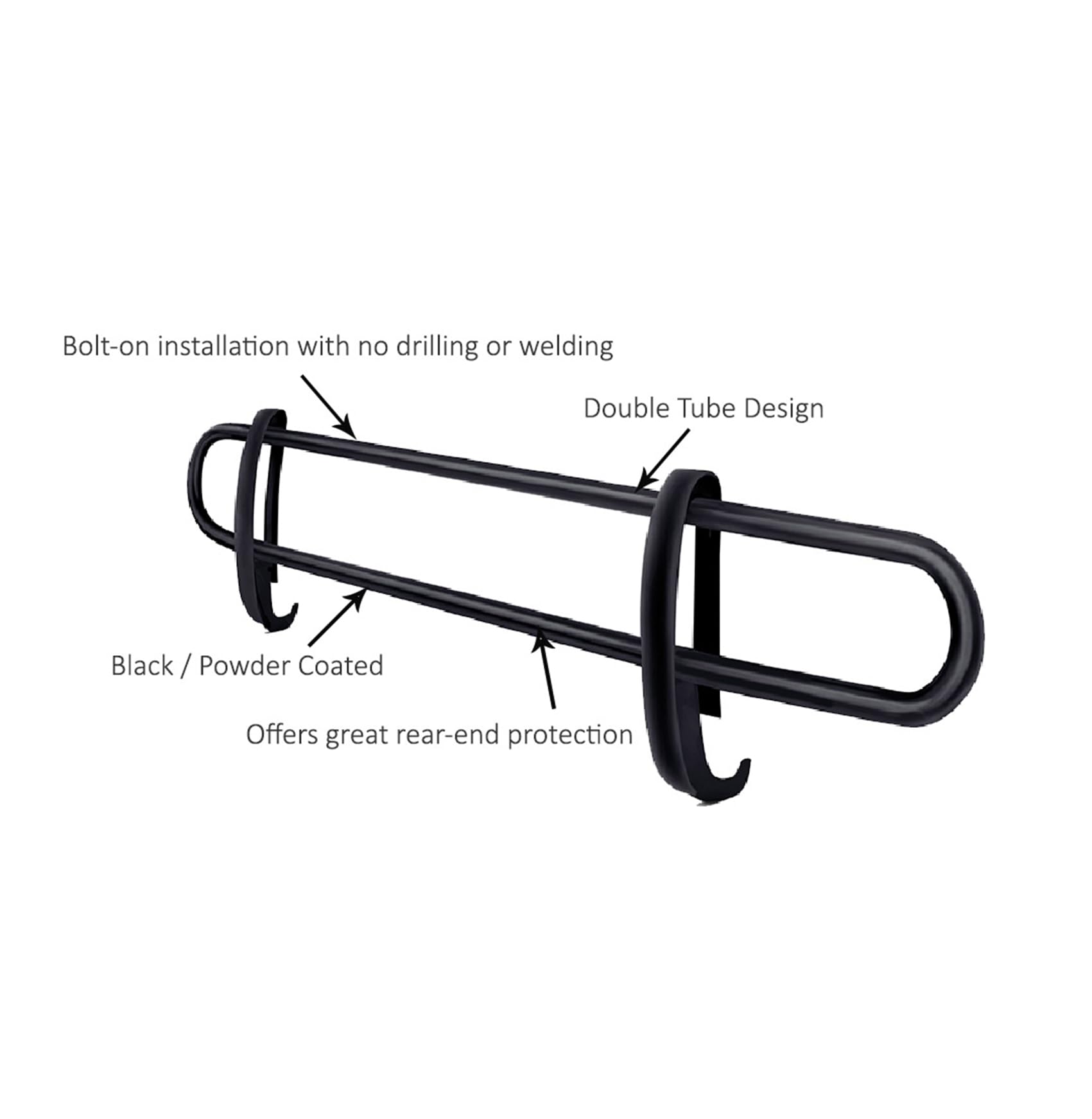 Rear Bumper Guard Black Double Tube Compatible with 2005-2015 Nissan Xterra-8D112116A