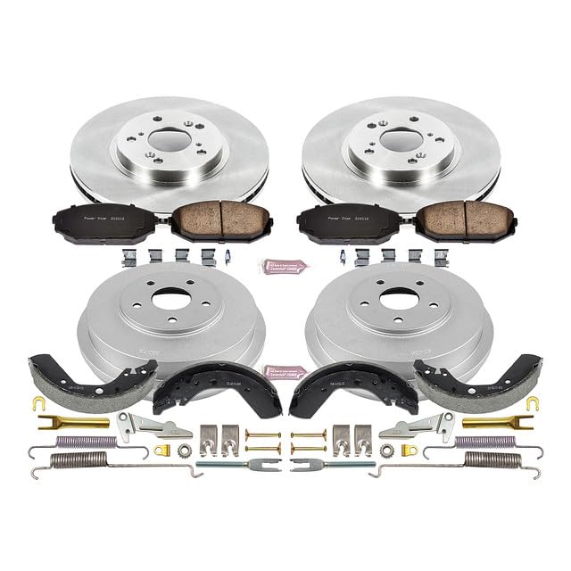 Power Stop KOE15190DK Front and Rear Replacement Brake Kit-OE Brake Drums & Ceramic Brake Pads For Honda Odyssey 1999-2001 [Model Specific]