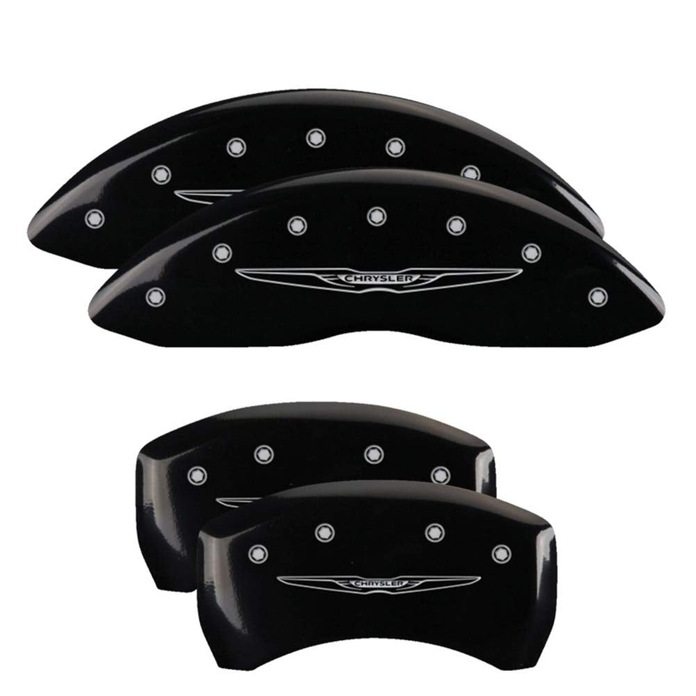 Chrysler MGP Caliper Covers 32025SCW2BK Wing Style 2 Black Powder Coat Finish, Silver Characters, Set of 4