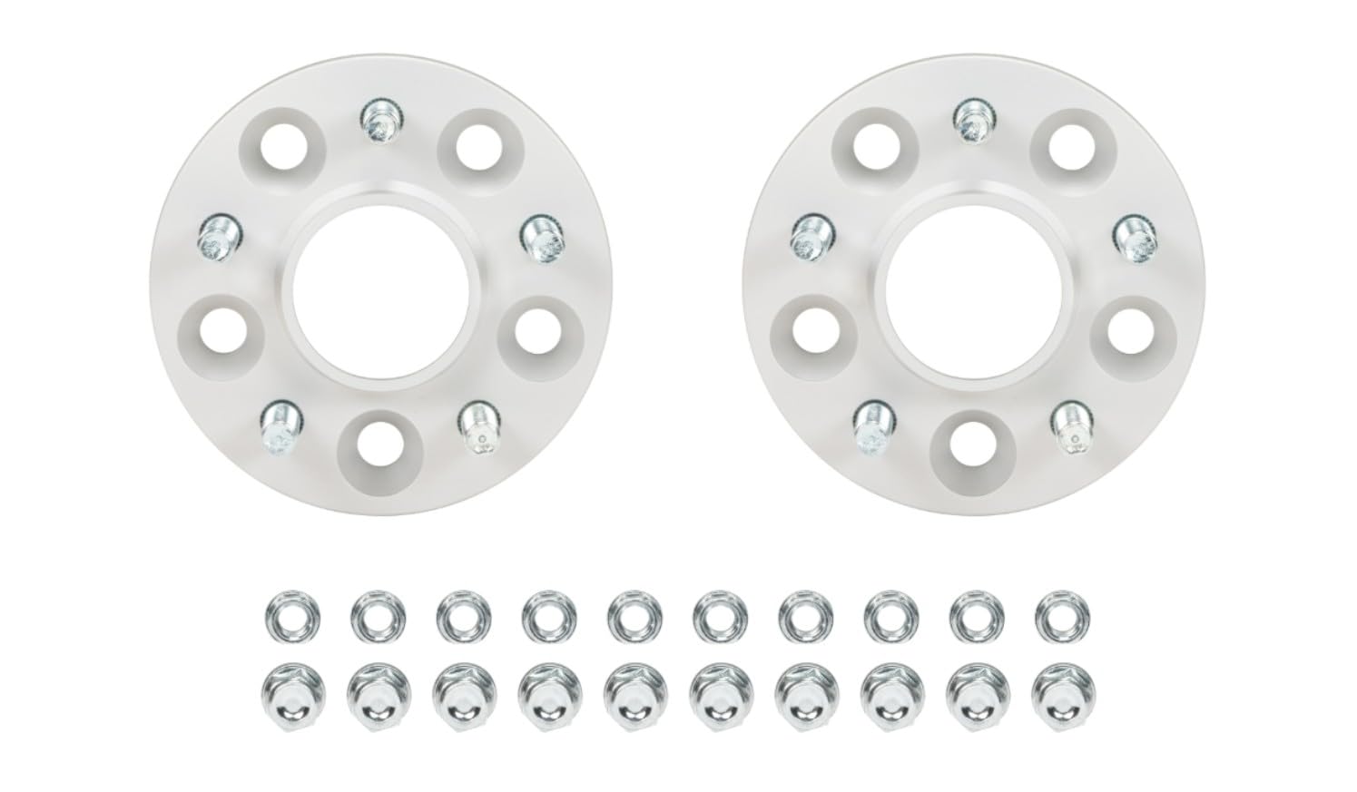 Eibach 5 x 114.3 mm Wheel Spacer, 20 mm Thick, Lug Nuts Included, Aluminum, Clear Anodized, Compatible with Tesla Model 3 2017-23 / Tesla Model Y 2020-25, Pair