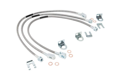 Rough Country Brake Lines Stainless for 1987-2006 Jeep Wrangler TJ/YJ/XJ - 89715, Front/Rear, Stainless