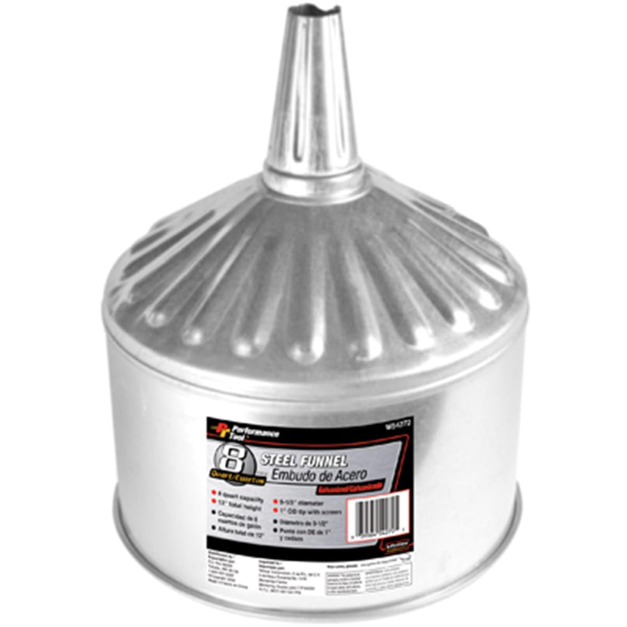 W54272 Performance Tool Steel Galvanized Funnel - 8 Quart Capacity