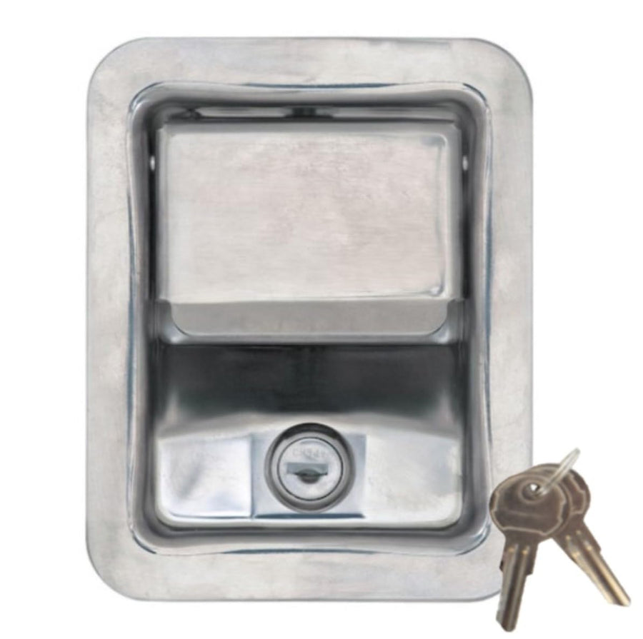 Stainless Steel Buyers Products L3885RLS Rotary Single Point Paddle Latch, 1/2 Inch Striker, Locking Tool Box Latch for Utility Boxes, Tack Boxes & More