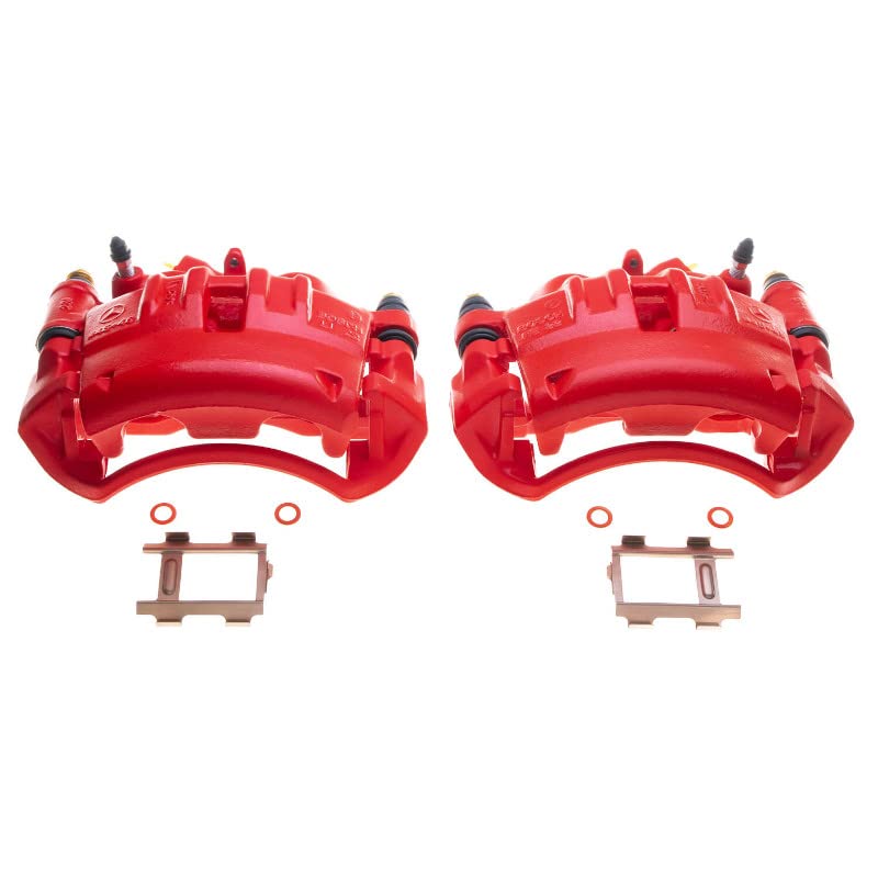 Power Stop S4976 Front Pair of High-Temp Red Powder Coated Calipers