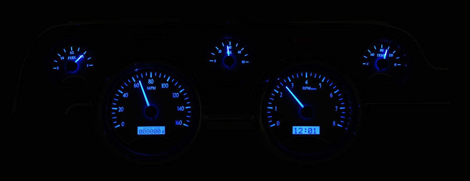 Ford Mustang VHX System, Silver Face - Blue Display 1967-68