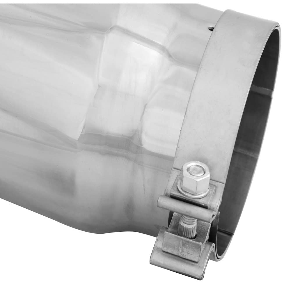5" Inlet aFe Power 49T50601-P12 x 6" Outlet x 12" Length Polished Stainless Steel Bolt-On Diesel Exhaust Tip