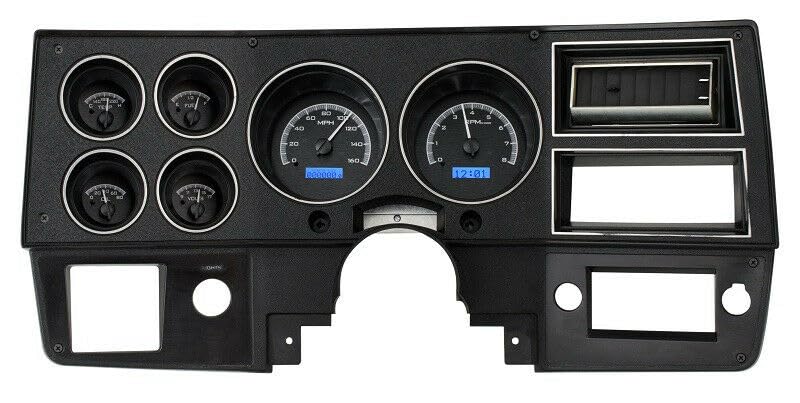 Dakota Digital VHX Analog Dash Gauges 73 - 87 Chevy GMC Pickup Truck Black Alloy Blue VHX-73C-PU-K-B