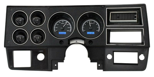 Dakota Digital VHX Analog Dash Gauges 73 - 87 Chevy GMC Pickup Truck Black Alloy Blue VHX-73C-PU-K-B
