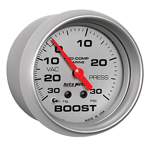 AutoMeter Vac/Boost Gauge, 2 5/8", 30Inhg-30Psi, Mechanical, Marine (200775-33), Multi