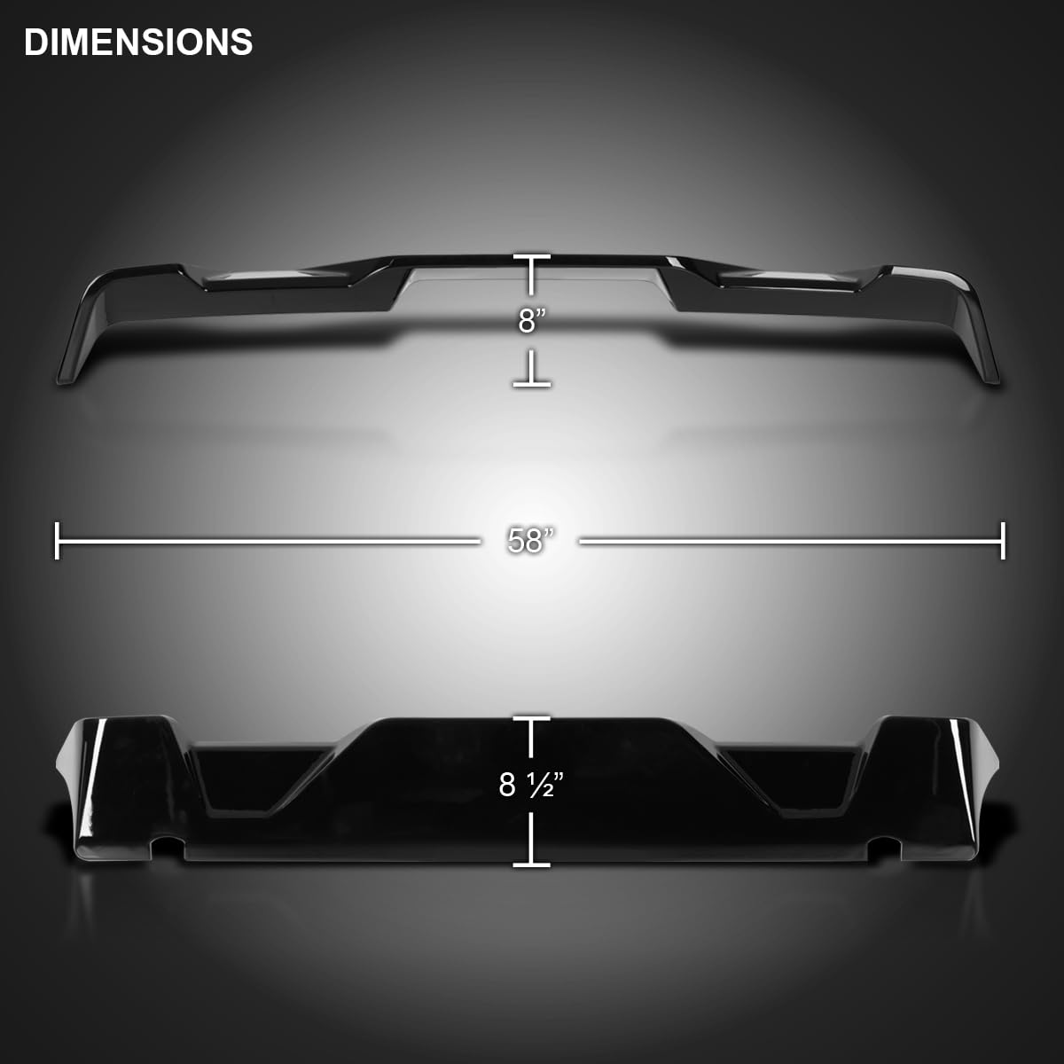 Glossy Black ABS Cab Roof Spoiler Spec-D Tuning for 2015-2020 Ford F150 Models