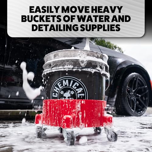 Chemical Guys Rolling Bucket Dolly Creeper - Heavy Duty Mobile Dolly Cart for Car Wash, Detailing, and Garage Use, 5 Caster Wheels with 360° Rotation, Fits Standard 3.5 to 7.5 Gallon Buckets