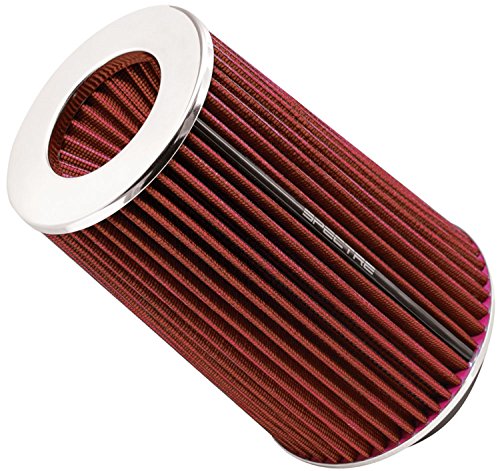 SPE-9732 Spectre Performance Universal Clamp-On Air Filter: Round Tapered; 3 in/3.5 in/4 in (102 mm/89 mm/76 mm) Flange ID; 8.75 in (222 mm) Height; 6 in (152 mm) Base; 4.75 in (121 mm) Top,Red