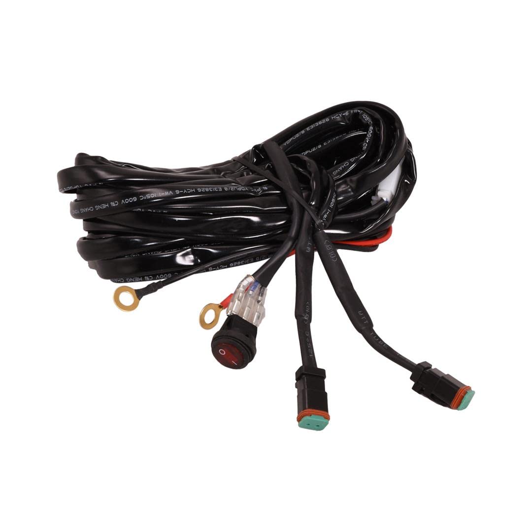 Replacement Wiring Harness for TrailFX Fog Light Cube Pairs, 9.4 Foot, Waterproof Deutsch Connector, Rocker On/Off Switch, 30A Fuse, 12V Relay TrailFX WRHRNSS2