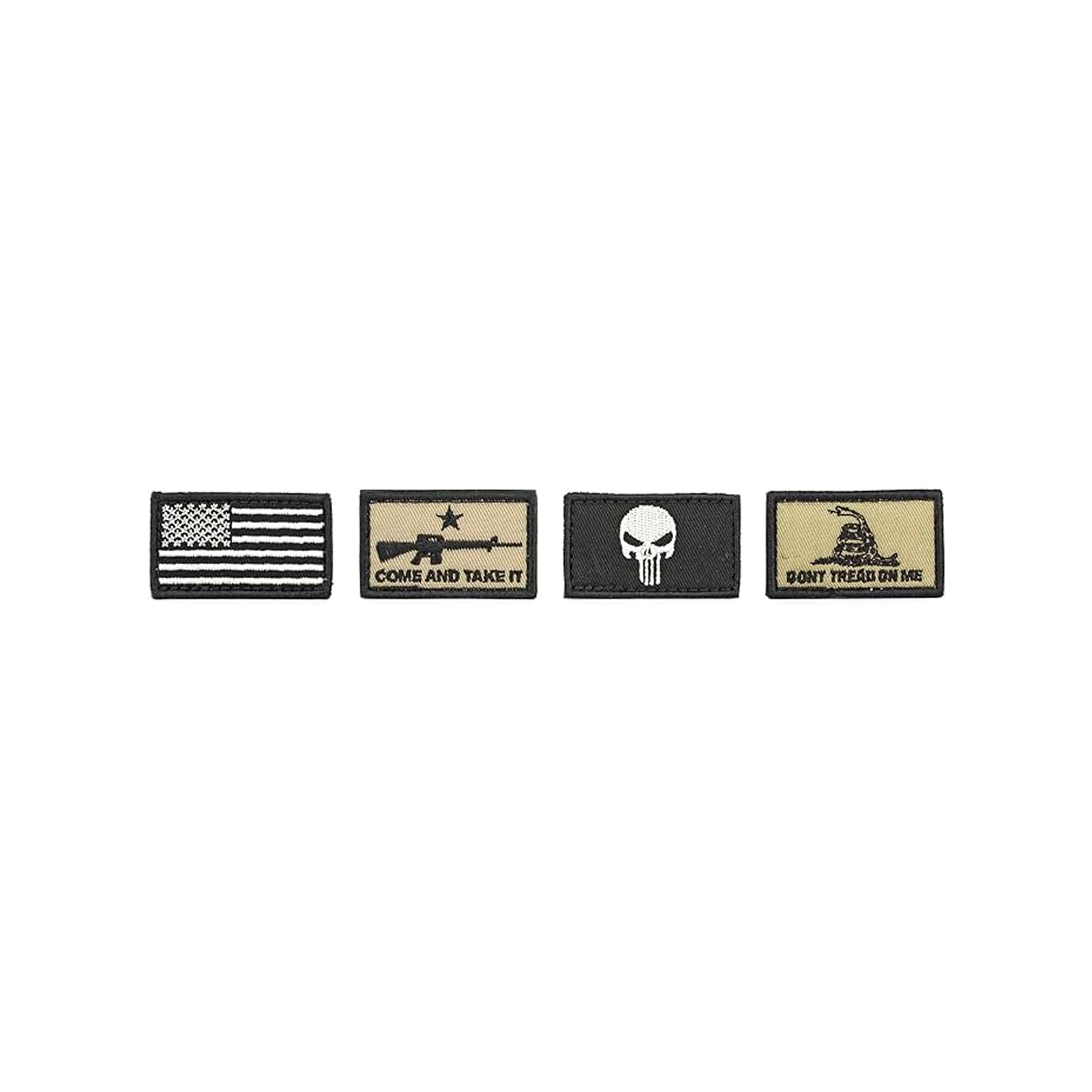 Patriot Patch Kit Walker's Hook & Loop Attachable Embroidery Design Patch Set for Earmuffs, Hats, Backpack, Military Shooting Outdoor EDC Uniforms & Gear - 4 Pcs - American Flag