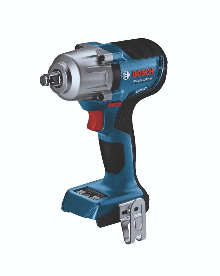 18V BOSCH GDS18V-330CN Brushless Cordless Connected-Ready 1/2 In. Mid-Torque Impact Wrench with Friction Ring and Thru-Hole (Bare Tool)