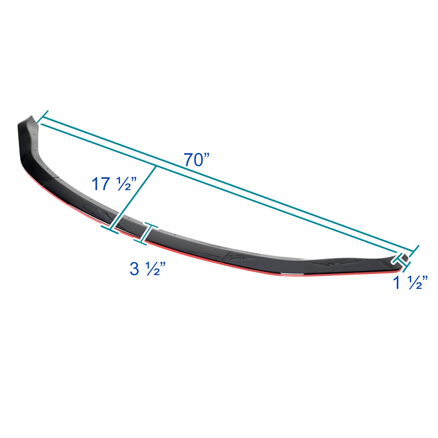 Glossy Black Spec-D Tuning Red Trim Front Bumper Lip Spoiler Kit 3PC Compatible with 2003-2005 Nissan Z33 350Z
