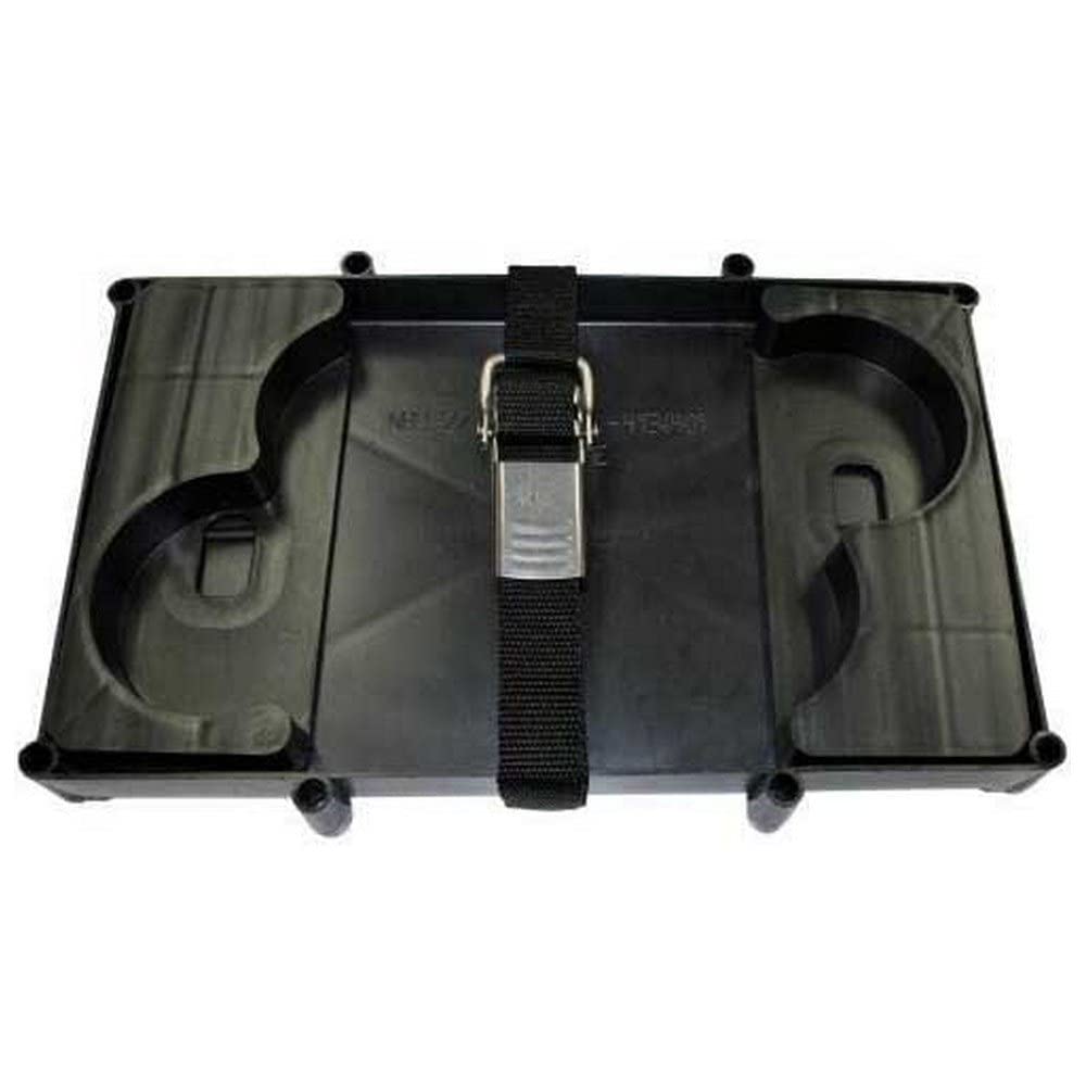 Optima T-H Marine Battery Tray Holder for D27M and D31M – Rugged UV and Corrosion Resistant Marine Battery Tray with Poly Strap, Stainless Buckle, 8 Mounting Slots, 13" x 7"