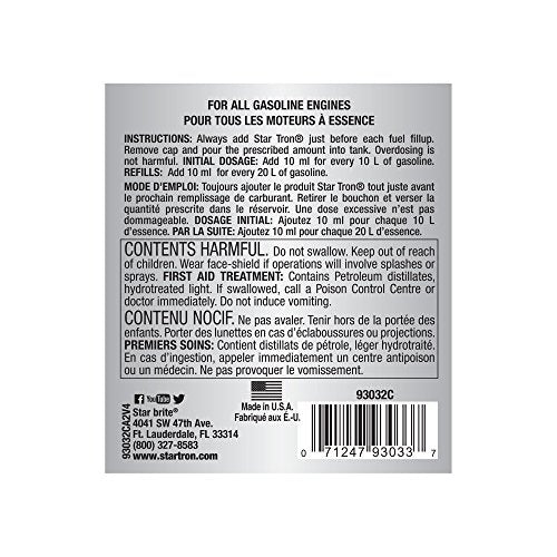 Star Tron Enzyme Fuel Treatment STAR BRITE - Concentrated Gasoline Formula - 1 oz. Treats 16 Gallons - 32 OZ (093032C)