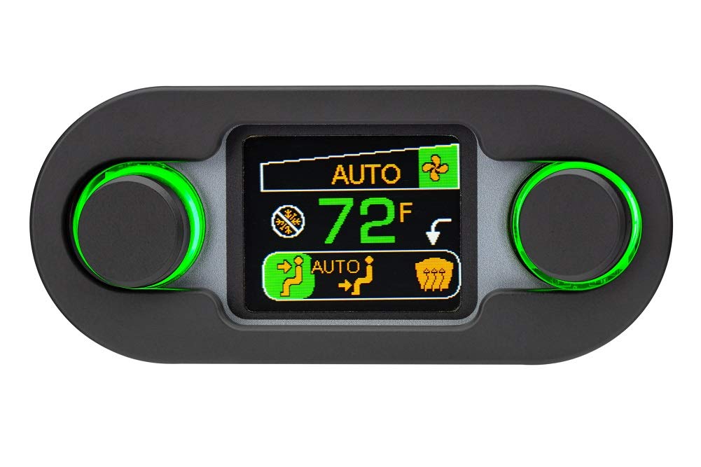 Dakota Digital DCC Climate Control - Vintage Air Gen IV 2-Knob, HDX-Style, Black, Silver Alloy - Compatible with Most Vehicles