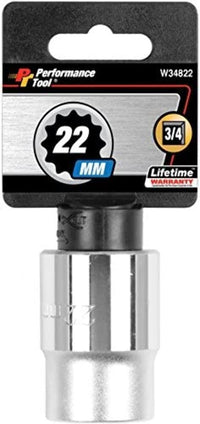 W34822 Performance Tool 3/4-Inch Drive 12-Point Standard Socket 22mm