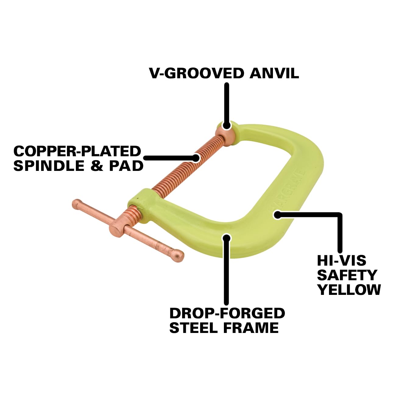 Wilton Hi-Vis Spark-Duty C-Clamp, 12-1/4" Opening, 6-1/4" Throat, 9300 Lbs. Clamping Force (Model 412CS)