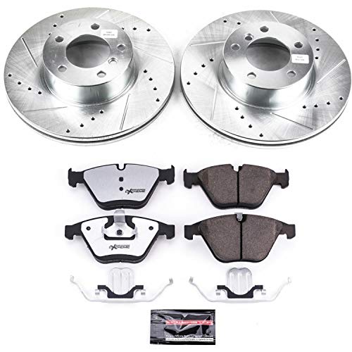 Power Stop K6070-26 Z26 Carbon Fiber Brake Pads with Drilled & Slotted Brake Rotors Kit Front