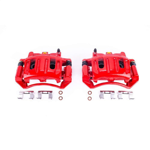 Power Stop S4862 Front Pair of High-Temp Red Powder Coated Calipers For Dodge Dakota 2003-2004 [Model Specific]
