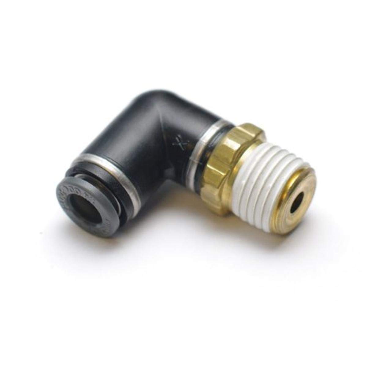 Ridetech Male Swivel Elbow 31956201 Push-to-Connect Tube Fitting Adapter, 3/8" Tube OD x 1/4" NPT