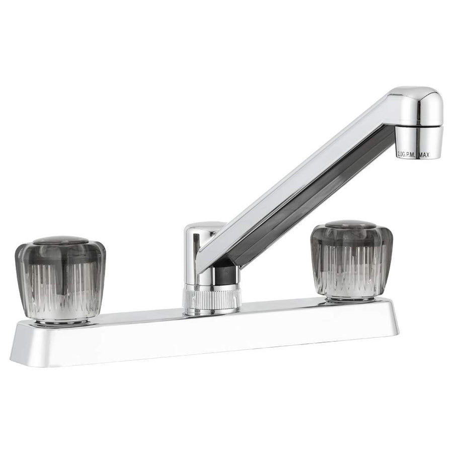 Dura Faucet Two Handle RV Kitchen Sink Faucet with Smoked Crystal Acrylic Knobs