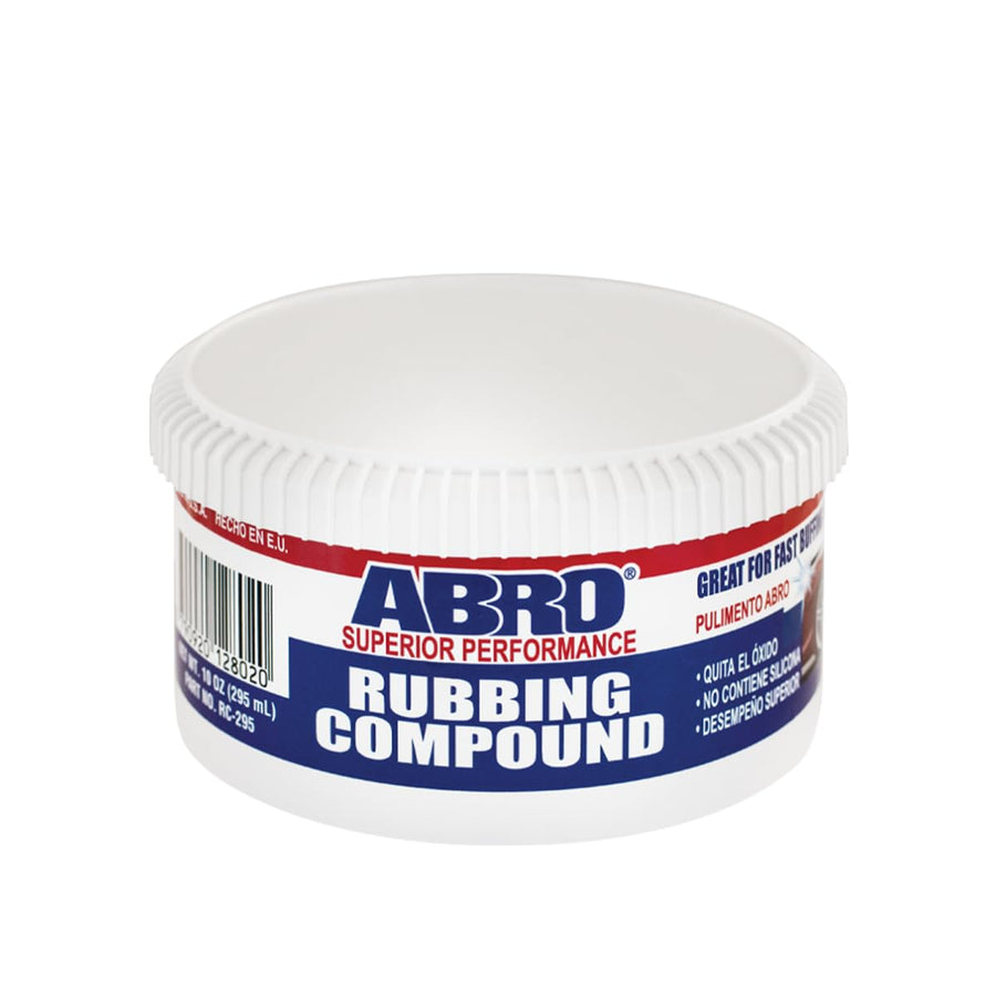ABRO Automotive Superior Performance Rubbing Compound for Oxidized Finishes, Buff, Shine, Smooth, & Clean, Scratch Remover for Vehicles, Boats, & Bikes - 10 oz.