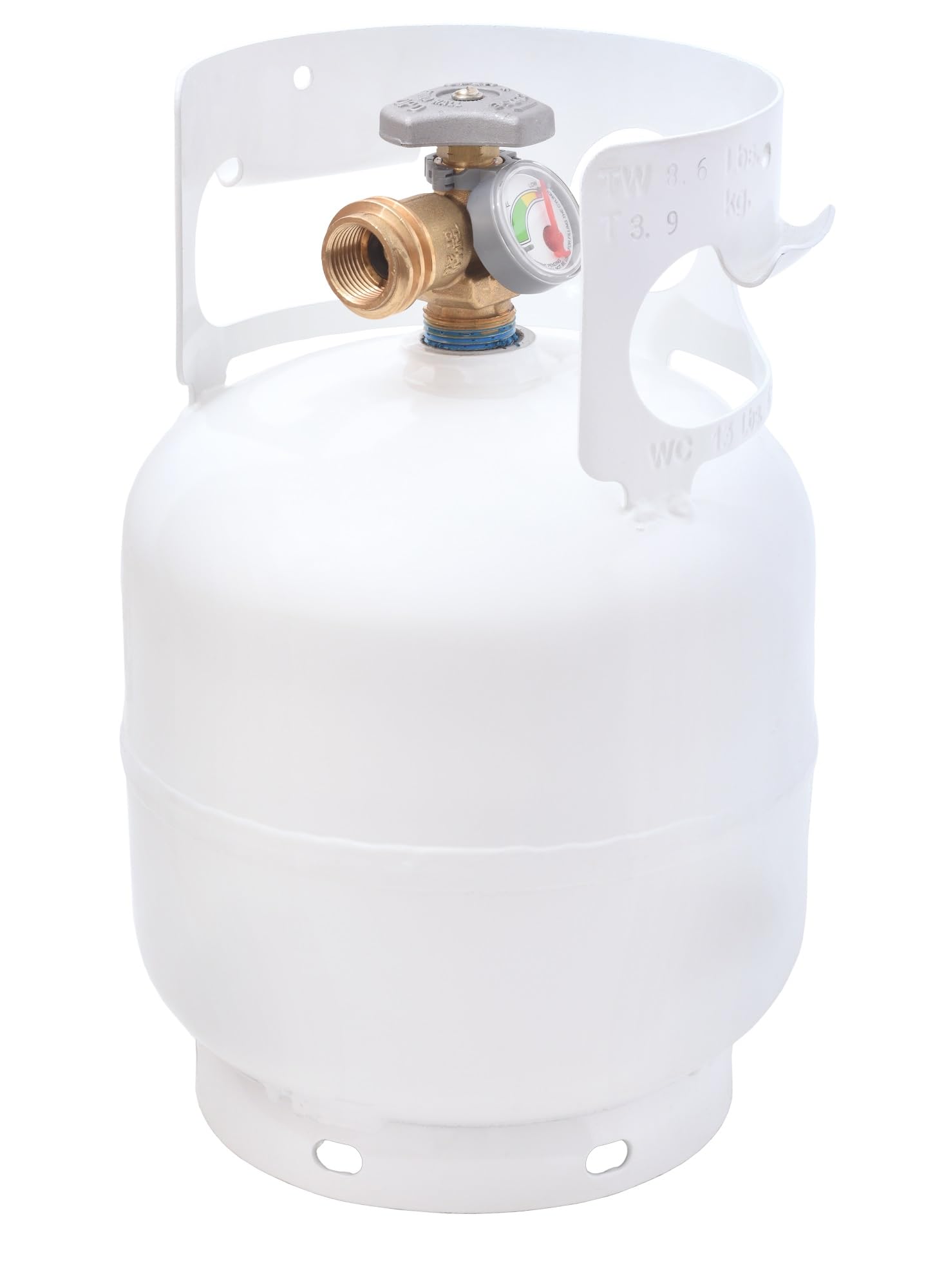 Flame King 5lb YSN5LB-GAUGE Steel Propane Tank Cylinder with Gauge and OPD Valves for Grills and BBQs, Camping, Fishing, & Outdoor Activities, White