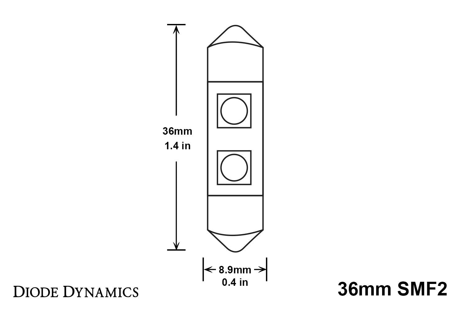 Single 36mm SMF2 LED Bulb Warm White Diode Dynamics