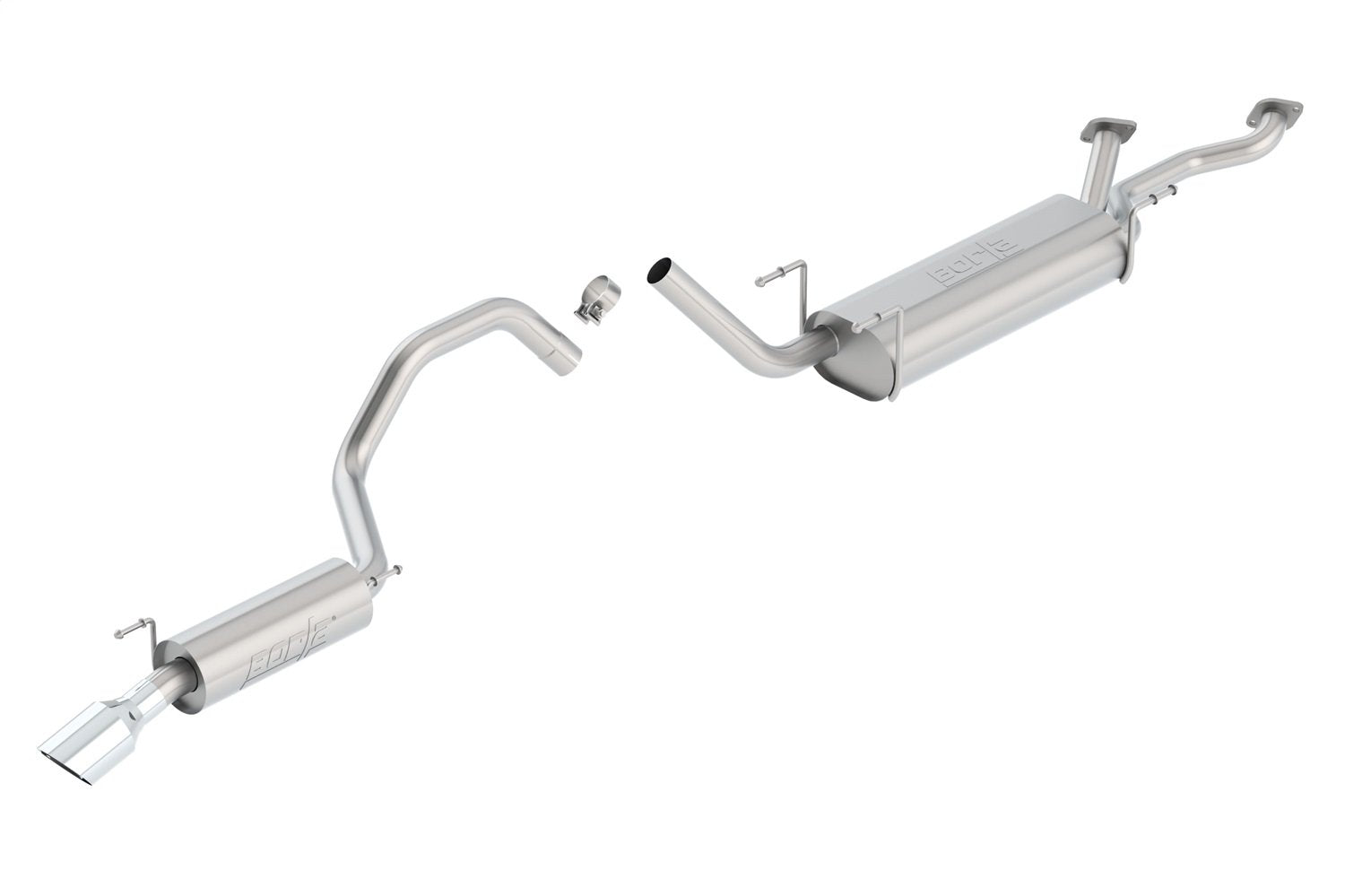 BORLA Cat-Back Performance Exhaust System for 1998-2007 Toyota Land Cruiser 4.4L V8 & Lexus LX 4.7L V8 T-304 Stainless Steel Right Rear Exit Single 4" Round Polished Tip T-304 Stainless Each Side