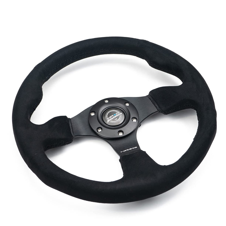 NRG Innovations Reinforced Steering Wheel NRG-RST-012SA - Alcantara Steering Wheel 320mm Diameter, and 25mm Deep with Black Stitch